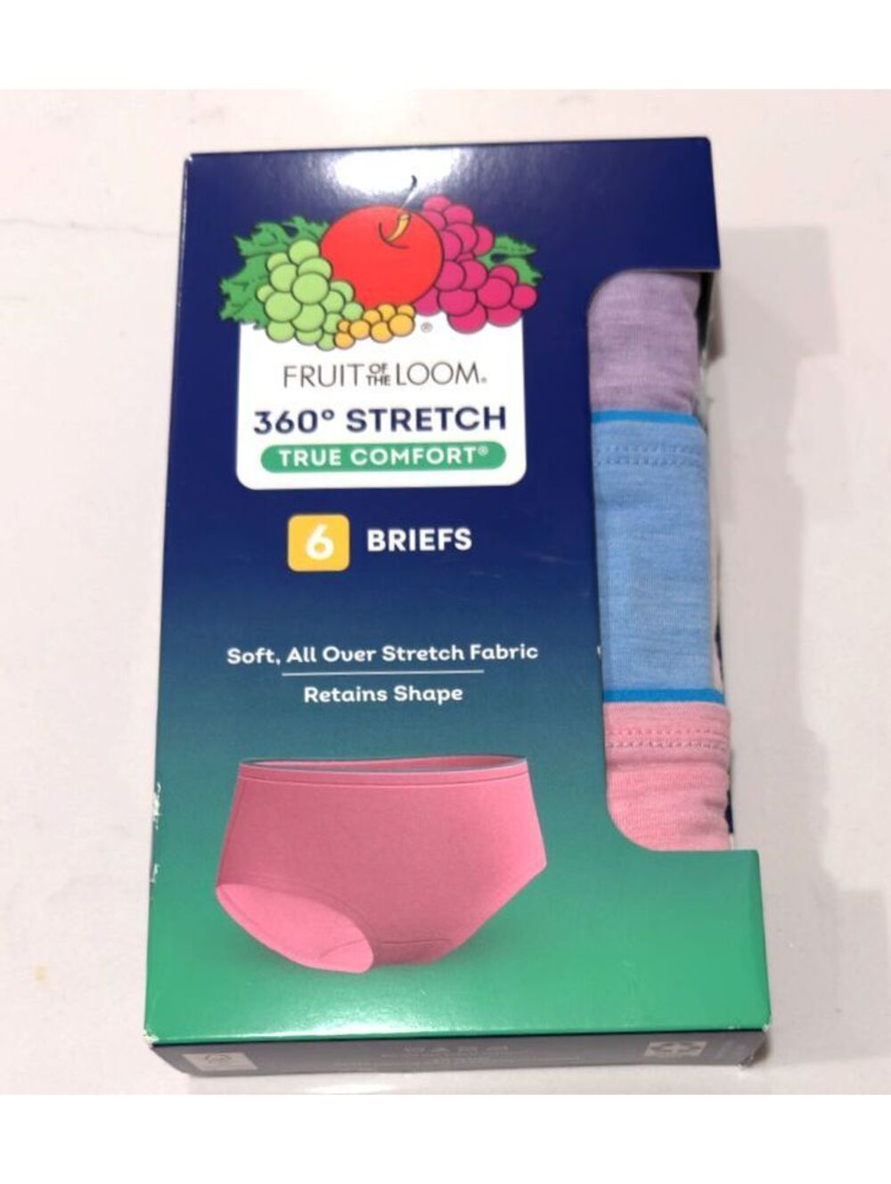 Fruit of the Loom 360 Stretch 6pk Brief Panties Girls Size 16